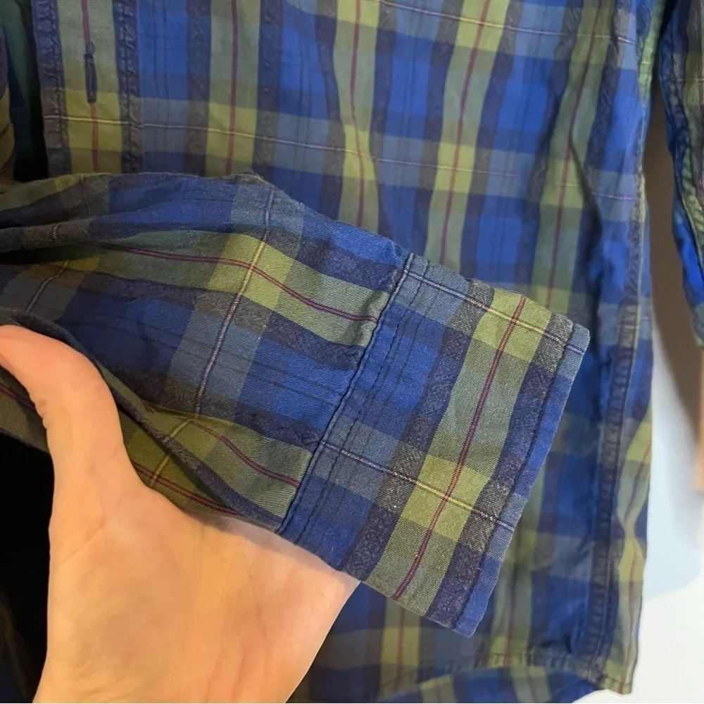 Vintage BANANA REPUBLIC  Plaid Button Up Shirt Size Small Long Sleeve Cotton.